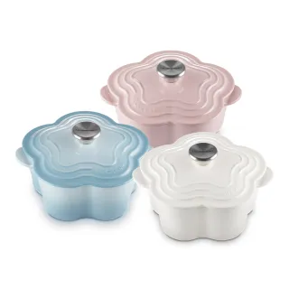 【Le Creuset】琺瑯鑄鐵鍋山茶花鍋20cm(雪紡粉/海岸藍/棉花白-鋼頭-內鍋白 3色選1)