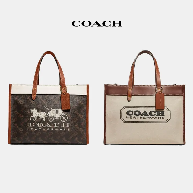 【COACH蔻馳官方直營】COACH30徽章戶外托特包-深自然色混合色(C8459)