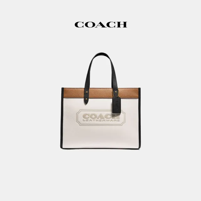 【COACH蔻馳官方直營】COACH30徽章戶外托特包-深自然色混合色(C8459)