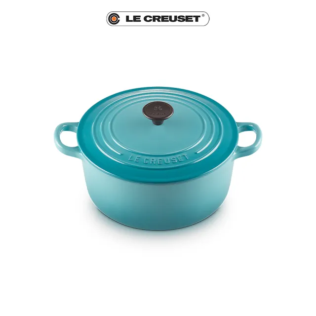 【Le Creuset】琺瑯鑄鐵鍋圓鍋22cm(加勒比海藍)