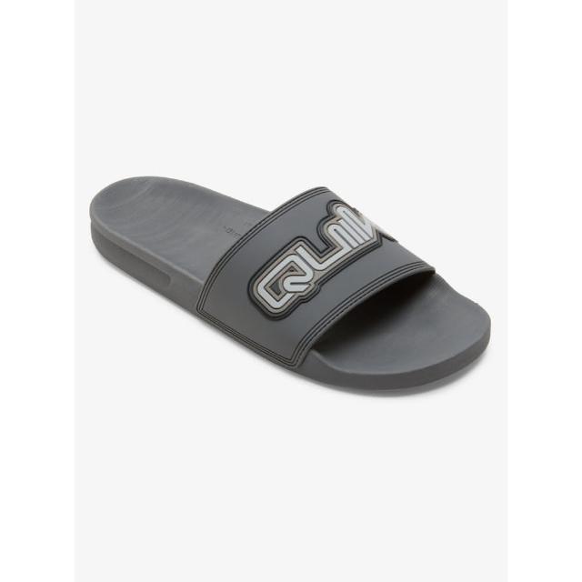 【Quiksilver】男款-RIVI WORDMARK SLIDE II 經典LOGO輕便拖鞋-灰色(AQYL101354-90)