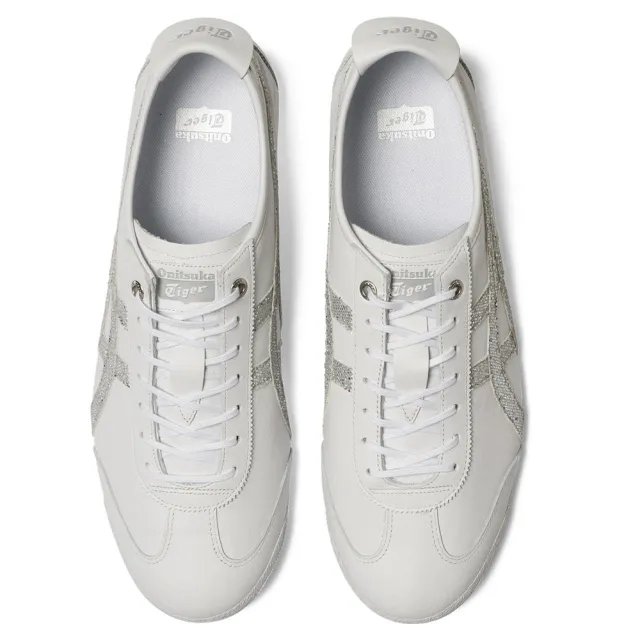 【Onitsuka Tiger】鬼塚虎 白底銀色亮片虎爪紋 MEXICO 66 SD 休閒鞋 (1183C345-100)