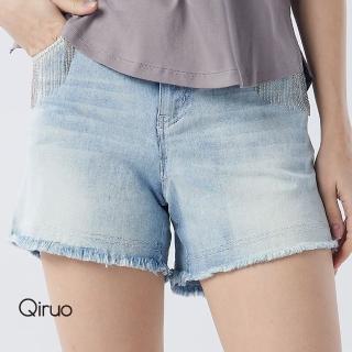 【Qiruo 奇若名品】春夏專櫃藍色超短牛仔褲3038C刷白款(M-2XL)