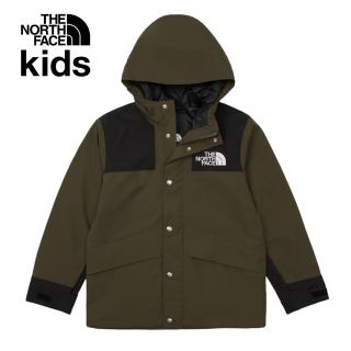 【The North Face 官方旗艦】北面兒童綠黑拼接DryVent防水透氣連帽衝鋒衣｜899ABQW