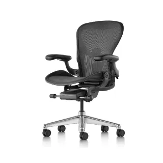 【Herman Miller】Aeron 全功能 - 石墨黑鋁腳｜B SIZE｜世代家具｜原廠授權代理商(人體工學椅/電腦椅)