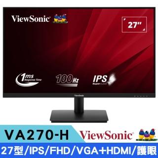【ViewSonic 優派】VA270-H 27型 IPS FHD廣視角螢幕(100Hz/HDMI+VGA)