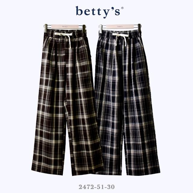 【betty’s 貝蒂思】知性格紋落地直筒寬褲(共二色)