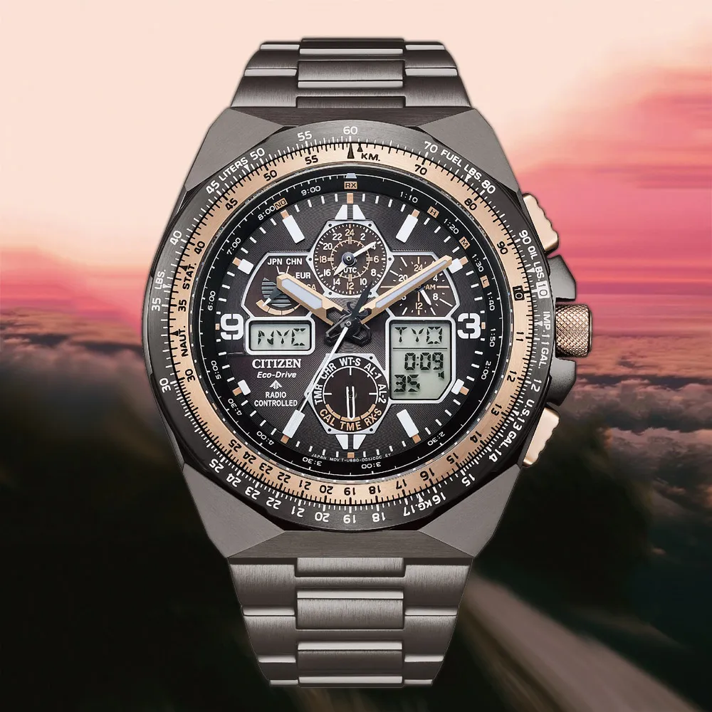 【CITIZEN 星辰】Promaster 35週年限量航空光動能電波錶手錶 開學(JY8146-54E)