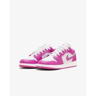 【NIKE 耐吉】運動鞋 休閒鞋 女鞋 大童鞋 男鞋 AIR JORDAN 1 LOW GS Fire Pink白 桃紅 AJ1喬丹(FV8486600)