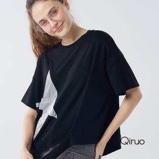 【Qiruo 奇若名品】春夏專櫃黑色寬鬆上衣3050A 時尚星星符號(M-XL)
