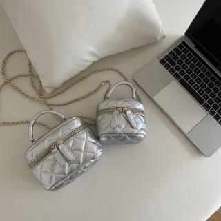 【巴黎精品】現貨+預購 側揹包皮革肩揹包(鍊條盒子包菱格小香風女包包2款a1fp19)