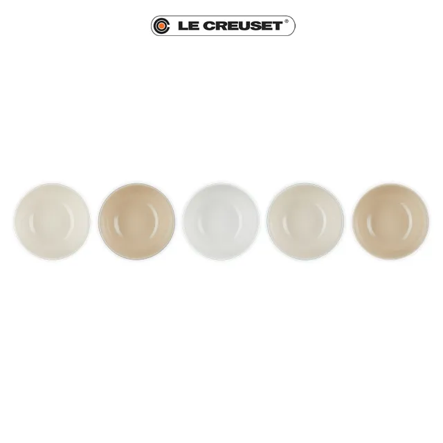 【Le Creuset】瓷器悠然恬靜系列沙拉碗組15cm-5入(蛋白霜/貝殼粉/海洋之花/迷霧灰)