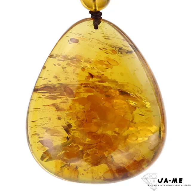 【JA-ME】天然琥珀花珀黃金甲水滴項鍊 23.9克