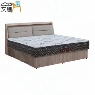 【文創集】星辰6尺貓抓皮雙人加大四抽三件式床臺組合(床頭＋四抽底＋蜂巢涼感獨立筒床墊)