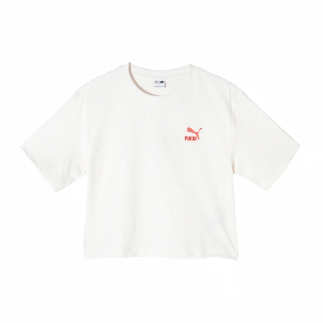 PUMA 短袖 SWXP D Graphic Tee 女款 米白 粉紅 寬鬆 短版 短T(626862-65)