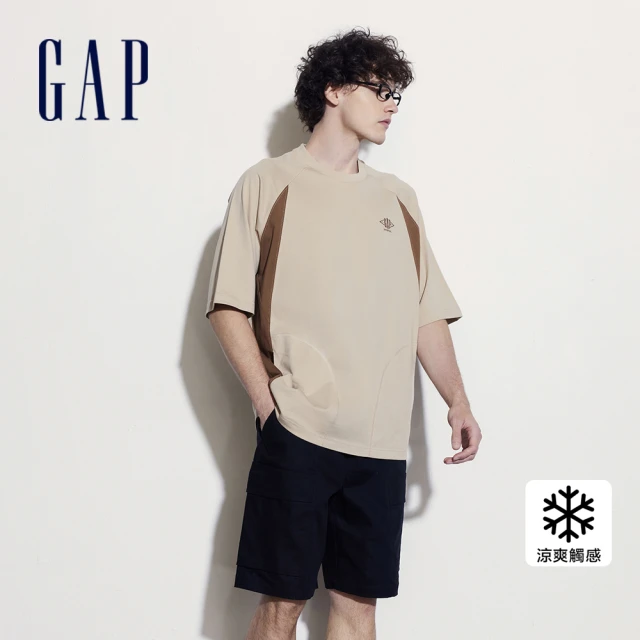 GAP 男裝 Logo純棉圓領短袖T恤-卡其色(463318)