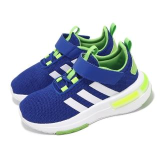 【adidas 愛迪達】慢跑謝 Racer TR23 EL K 中童 藍 白 小朋友 魔鬼氈 緩衝 運動鞋 愛迪達(ID5975)