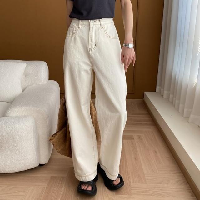 【巴黎精品】現貨+預購 牛仔褲休閒長褲(高腰純棉直筒拖地女褲子a1ga49)