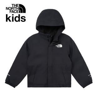 【The North Face 官方旗艦】北面兒童黑色DryVent防水透氣保暖連帽衝鋒衣｜873S4H0(外套)
