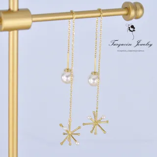 【Turquoise Jewelry】簡約輕奢風立體雪花天然迷你珍珠925銀鍍金耳環(tqsm0001)