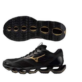 【MIZUNO 美津濃】WAVE PROPHECY 13 S 男款 一般型 慢跑鞋 黑金(J1GC244954)
