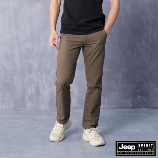 【JEEP】男裝 簡約百搭直筒長褲(棕色)