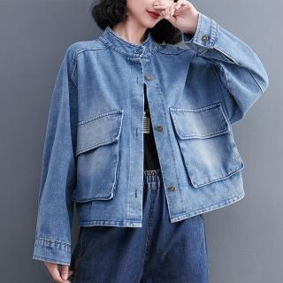 【BRIGA ZBJB2135-395】BRIGA ZBJB2135-395設計師復古文藝寬鬆單排扣翻蓋大口袋牛仔外套(ZBJB2135-395)
