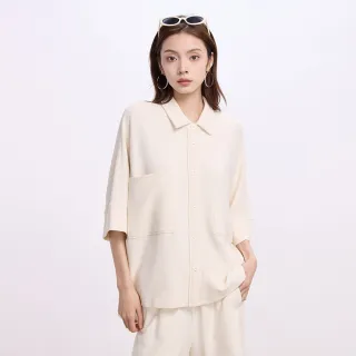 【GAP】女裝 Logo翻領短袖襯衫-米色(638888)