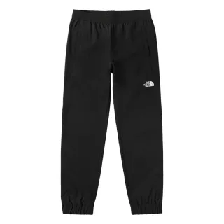 【The North Face 官方旗艦】北面兒童黑色DWR防潑水舒適彈力褲腳縮口褲｜88SBJK3