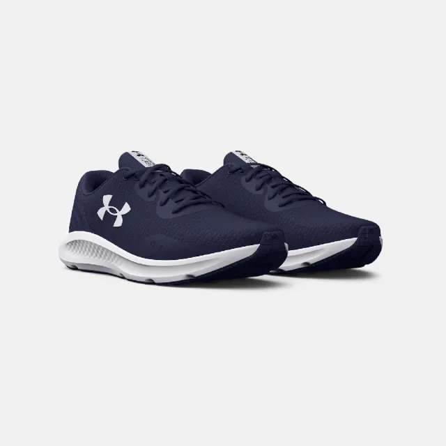 【UNDER ARMOUR】慢跑鞋 Charged Pursuit 3 Tech 男鞋 藍 白 緩衝 輕量 運動鞋 UA(3025424400)