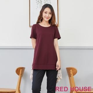【RED HOUSE 蕾赫斯】側開衩花布剪接T-shirt(共2色)