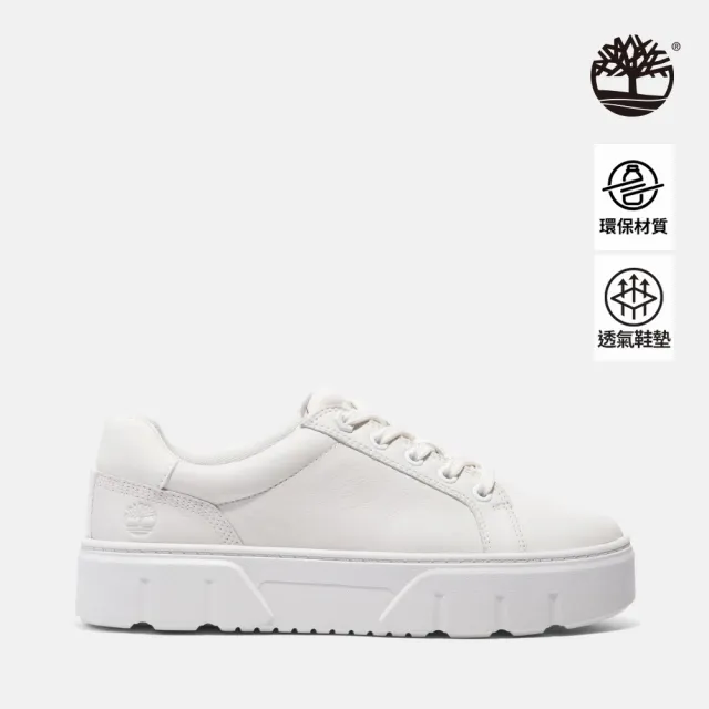 【Timberland】女款白色皮革低筒休閒鞋(A61FGEM2)