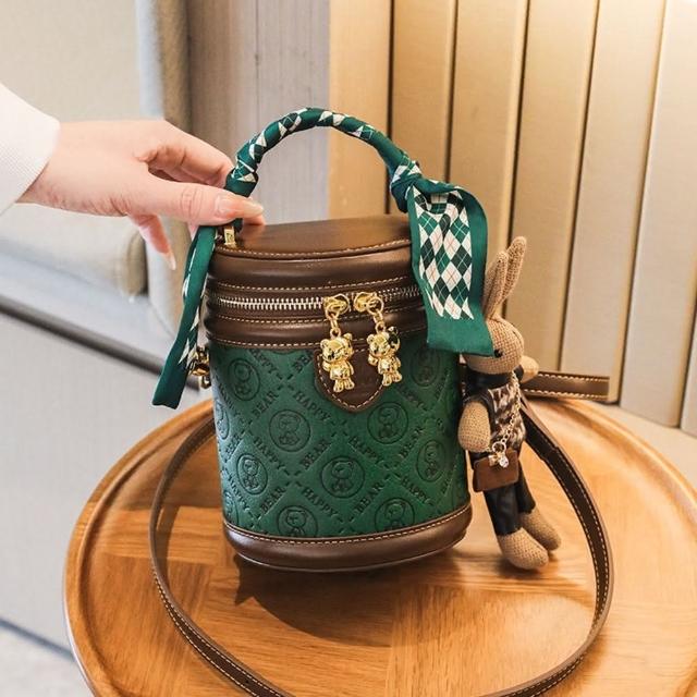 【巴黎精品】現貨+預購 側背包皮革肩背包托特包帆布包波士頓包隨身女包包(手提壓花圓筒水桶包a1ev8)