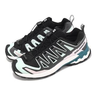 【salomon】戶外鞋 XA PRO 3D V9 GTX W 女鞋 黑 綠粉 防水 抽繩 休閒鞋 薩洛蒙(L47119100)