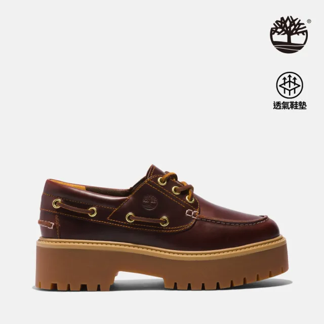 【Timberland】女款酒紅色Stone Street厚底帆船鞋(A2QDMD57)