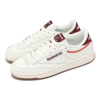 【REEBOK】休閒鞋 Club C 85 女鞋 米白 紅 膠底 復古 拼接(100201284)