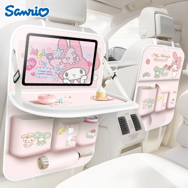 SANRIO 三麗鷗 美樂蒂汽車椅背收納袋車用餐桌 車用置物袋掛袋(椅背收納袋 後座置物架 車用收納)