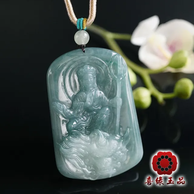 【喜緣玉品】地藏 天然翡翠A貨 地藏菩薩諦聽 俏色 玉珮(開運風水)