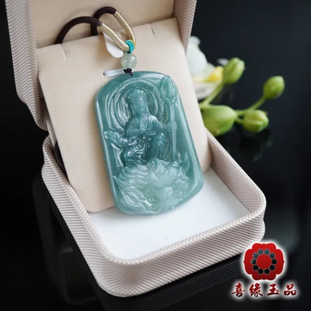 【喜緣玉品】地藏 天然翡翠A貨 地藏菩薩諦聽 俏色 玉珮(開運風水)