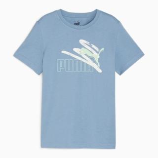 【PUMA】短袖上衣 童裝 大童 男女童 運動 ESS+ LOGO SUMMER 藍 67923120