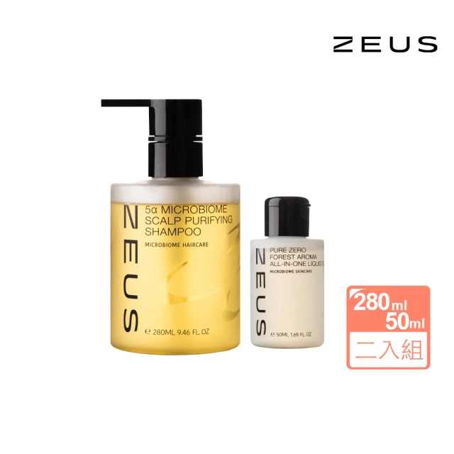 Zeus 男士純淨入門組 淨化洗髮液280ML+液態皂50ML(液態皂/沐浴/洗髮/零矽靈/零香精/無酒精)