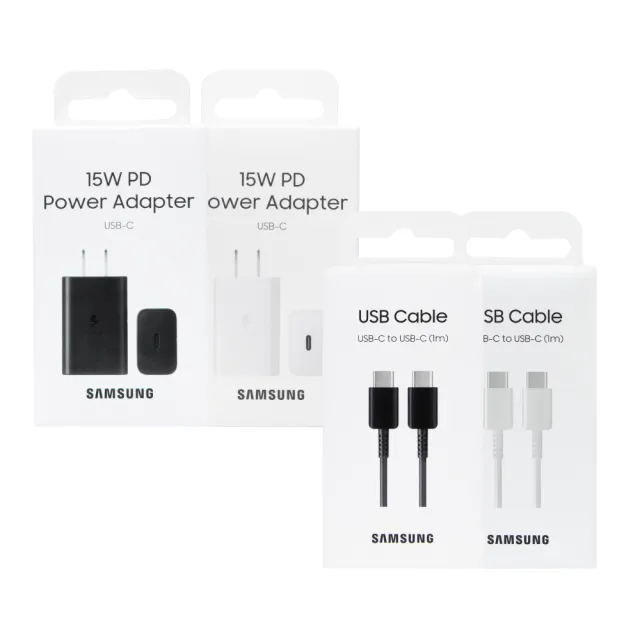 【Samsung 三星】原廠 15W快充旅充組1m - 盒裝(含充電器T1510+3A 雙Type C線DA705)
