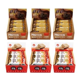 【明奇】天使蛋白威化餅-巧克力*3盒&花生*3盒(低卡/mct油/健康零食/蛋白棒/高蛋白點心/送禮)