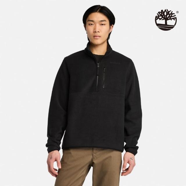 【Timberland 官方旗艦】男款黑色抓絨拉鍊上衣(A44VP001)