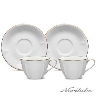 【NORITAKE】雅緻金邊白瓷 新芽 -咖啡對杯禮盒組(新品上市)