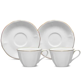 【NORITAKE】雅致金邊白瓷 新芽 -咖啡對杯禮盒組(新品上市)