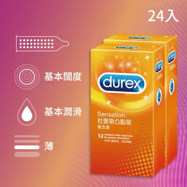 【Durex 杜蕾斯】凸點裝保險套12入*2盒(共24入 保險套/保險套推薦/衛生套/安全套/避孕套/避孕)