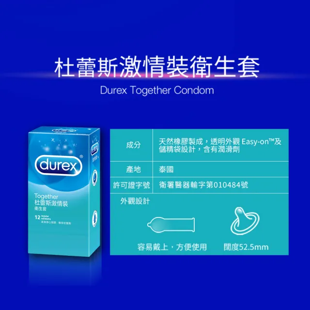 【Durex 杜蕾斯】激情裝保險套12入*4盒(共48入 保險套/保險套推薦/衛生套/安全套/避孕套/避孕)