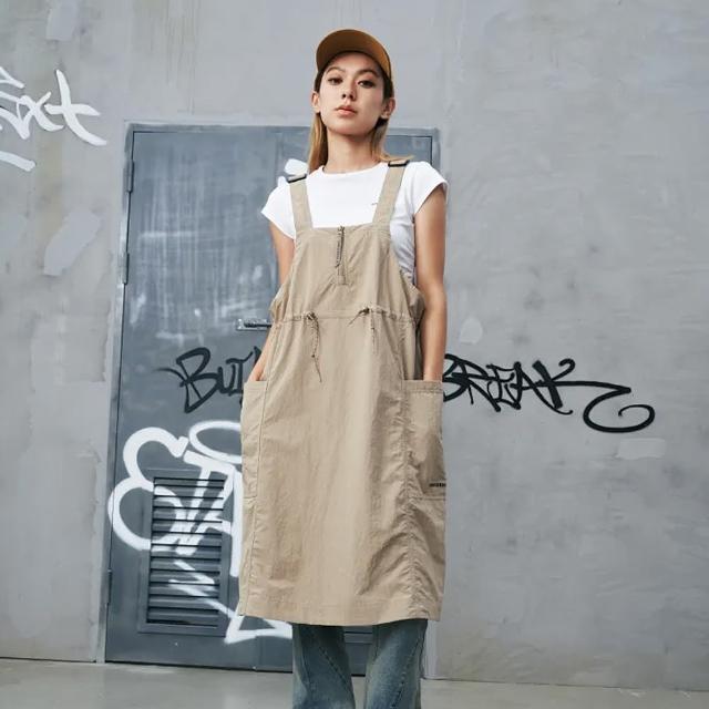 【CONVERSE】UTILITY BIB DRESS 春夏洋裝 工裝裙 女 卡其色(10027657-A01)