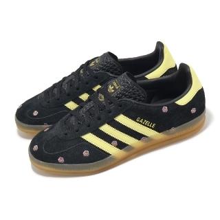 【adidas 愛迪達】休閒鞋 Gazelle Indoor W 女鞋 黑 黃 粉紅小花 復古 德訓鞋 愛迪達(IF4490)